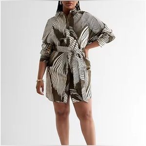 Express Printed Boyfriend Poplin Portofino Shirt Dress W/ Belt NWT SZ MED